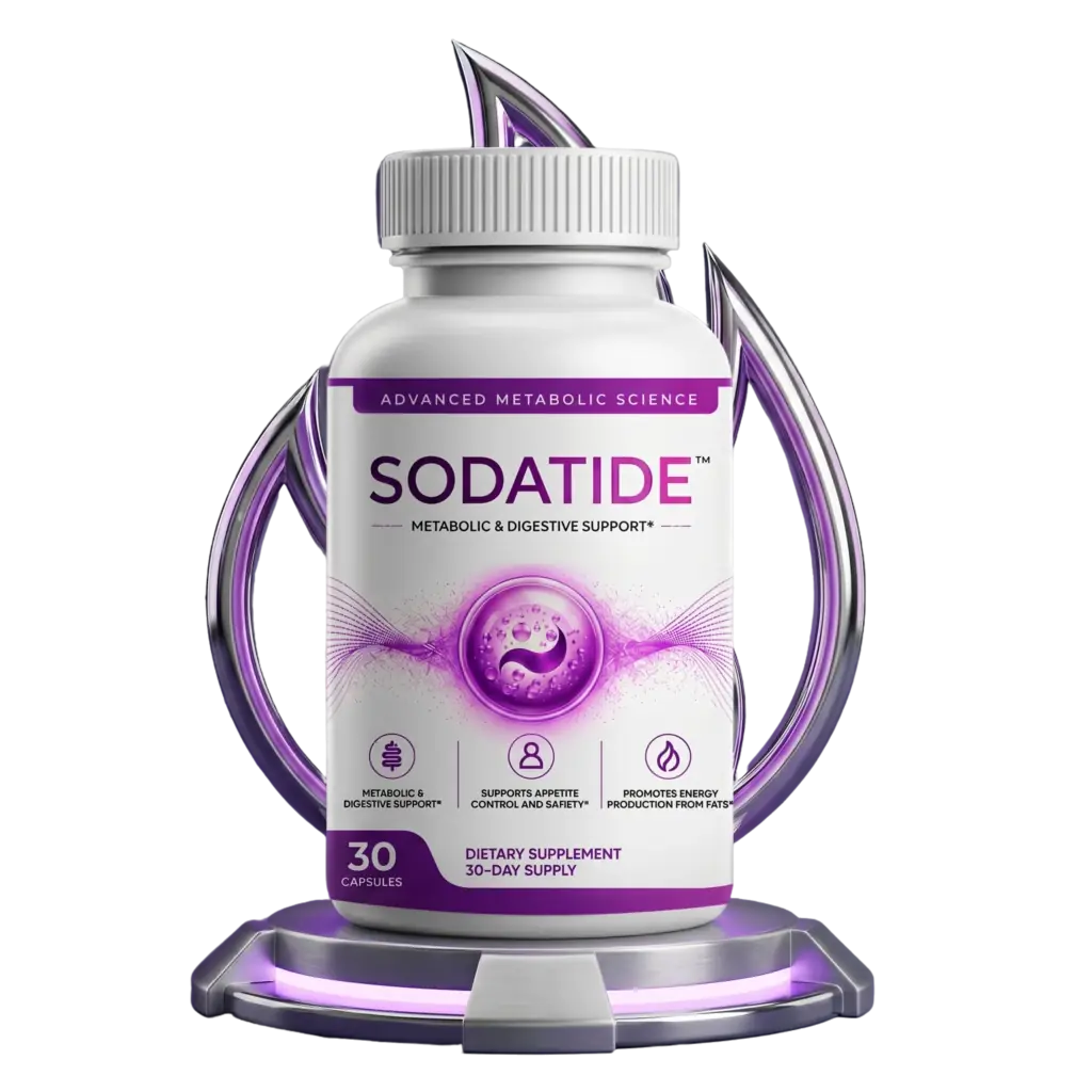 A single bottle of SodaTide daily wellness capsules