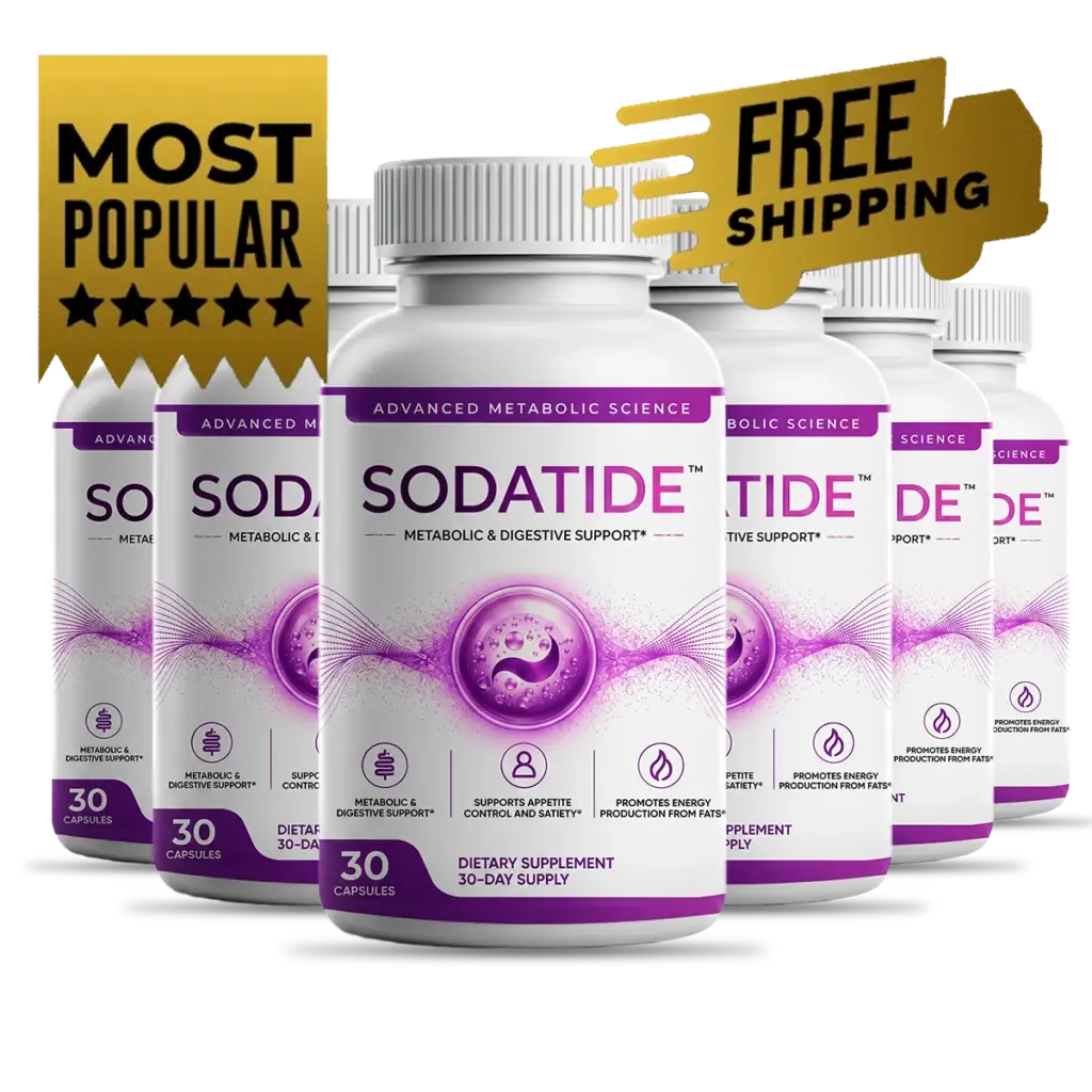 SodaTide six bottle package of daily digestive and metabolic support capsules