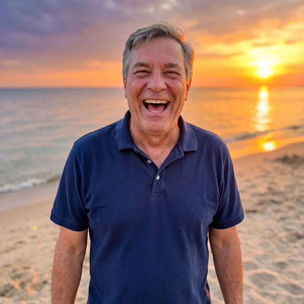 A brand-supplied photograph of a smiling man outdoors